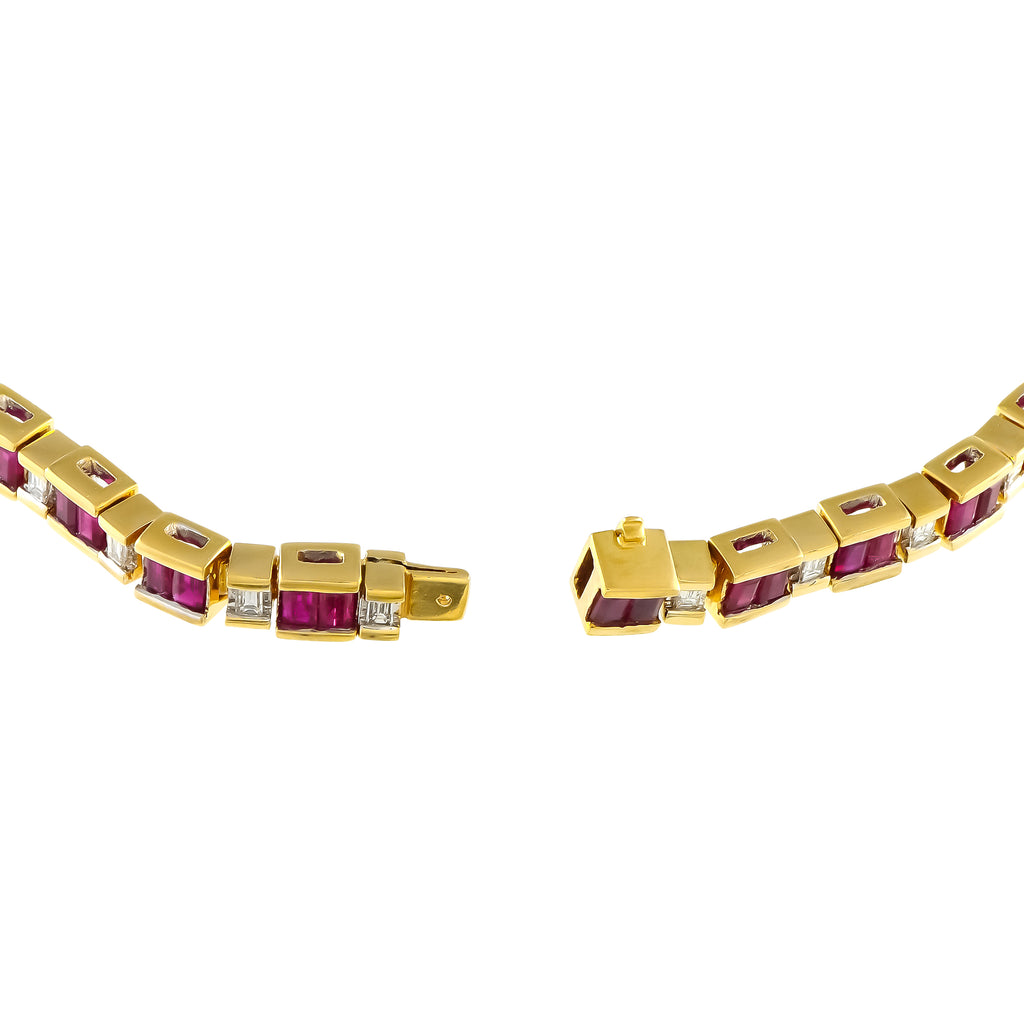 18K Yellow Gold 1.50ct Diamond and Ruby Bracelet