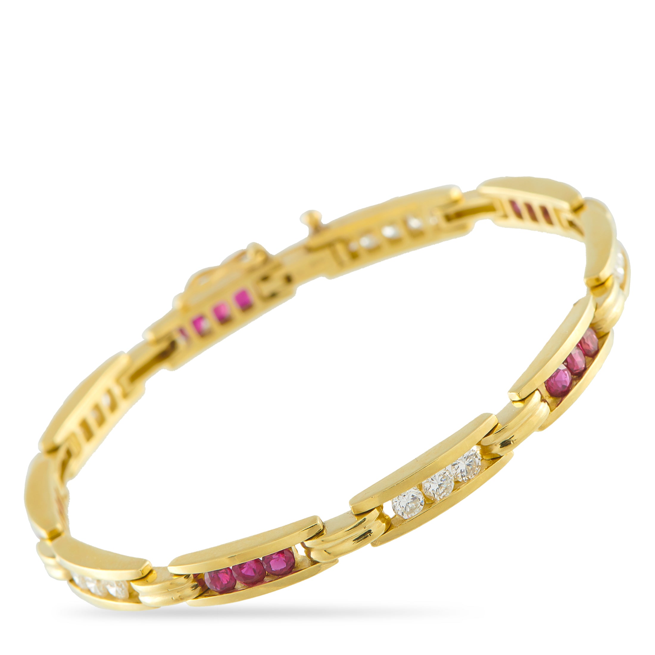 18K Yellow Gold 1.0ct Diamond and Ruby Bracelet