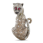 18K Yellow Gold 27.04ct Diamond and Ruby Brooch