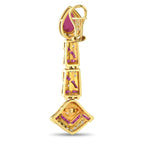 Exclusive 18K Yellow Gold 0.80ct Diamond, Ruby, and Pearl Drop Earrings