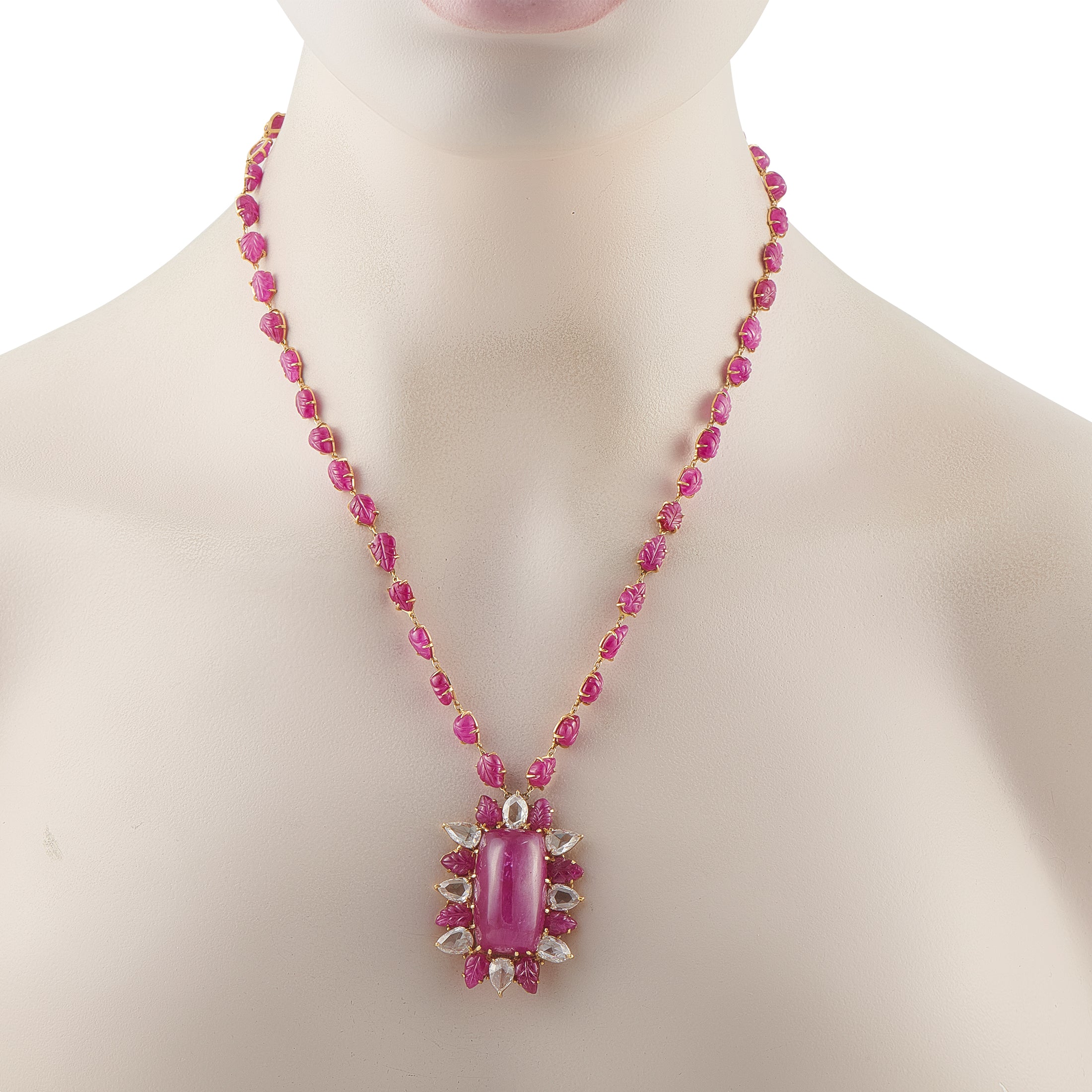 18K Yellow Gold 4.0ct Diamond and Ruby Necklace