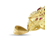 18K Yellow Gold 1.49ct Diamond and Ruby Flower Pendant