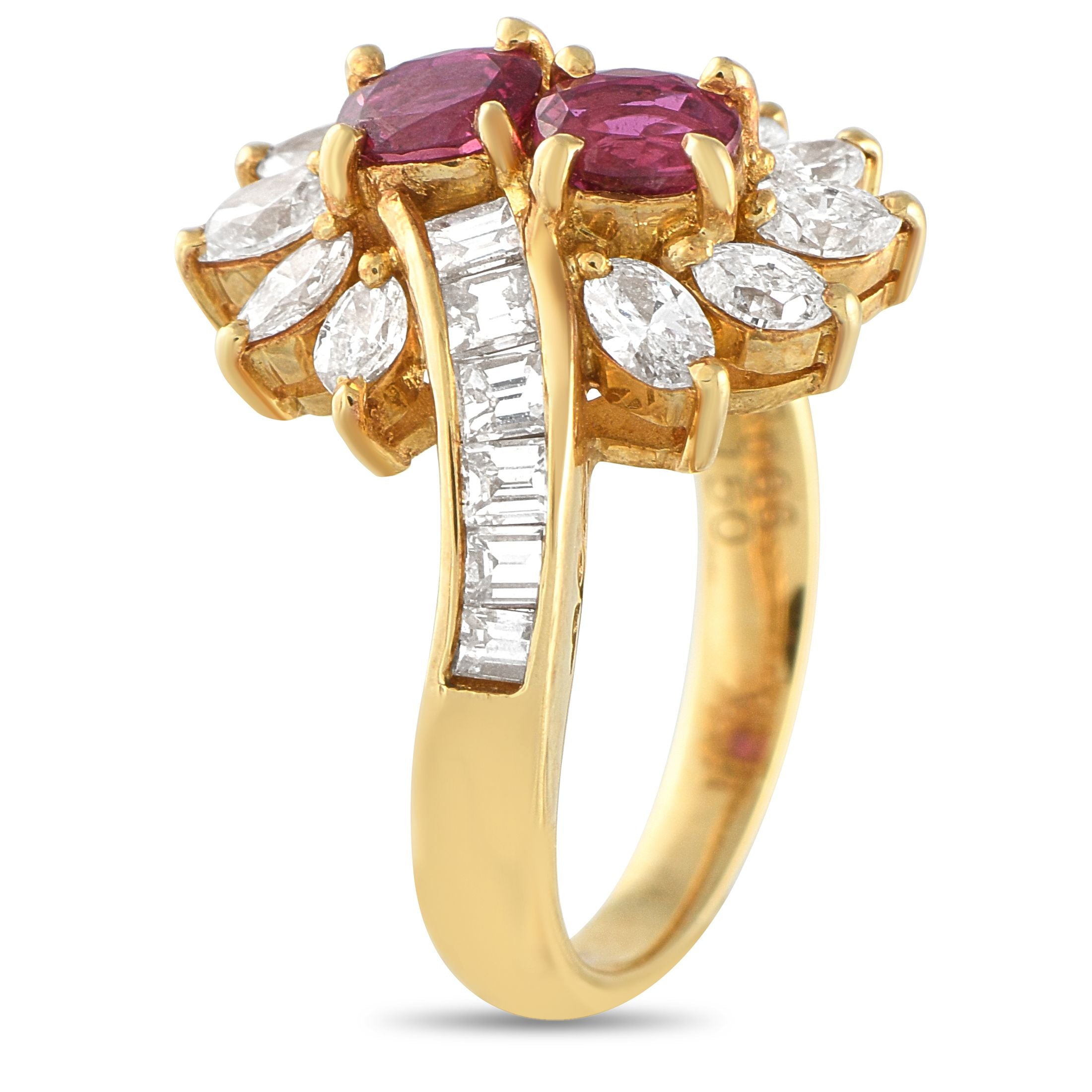 Exclusive 18K Yellow Gold 1.50ct Diamond and Ruby Ring