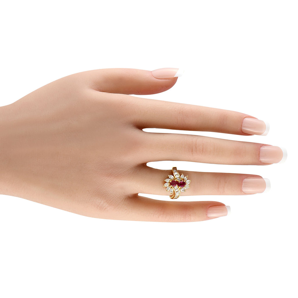 Exclusive 18K Yellow Gold 1.50ct Diamond and Ruby Ring