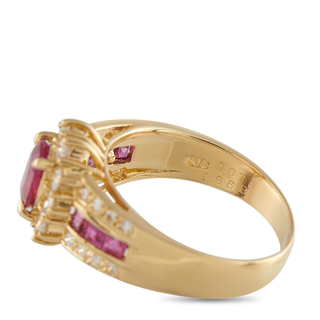 18K Yellow Gold 1.08ct Diamond and Ruby Ring
