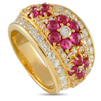 Exclusive 18K Yellow Gold Diamond and Ruby Ring MF07-101725 – There’s something incredibly captivating about this detailed 18