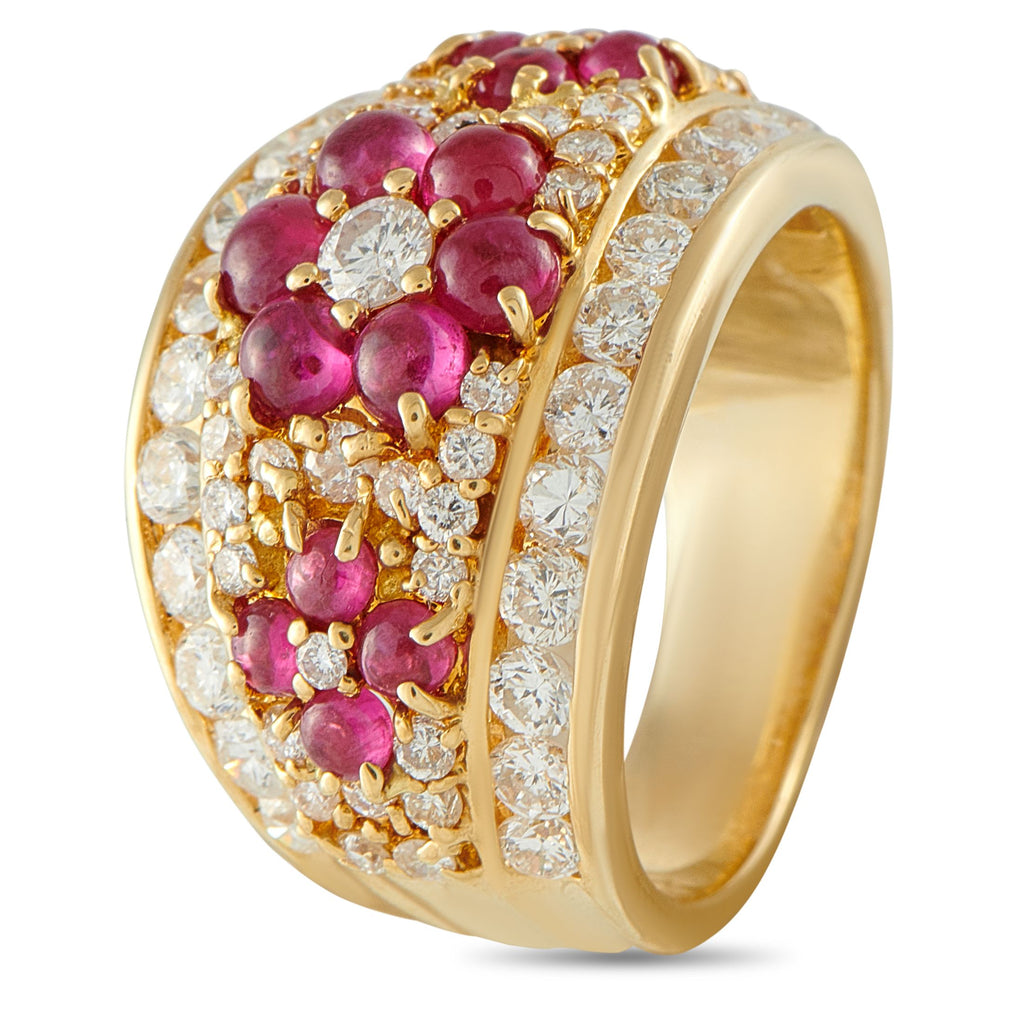 Exclusive 18K Yellow Gold Diamond and Ruby Ring