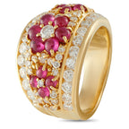 Exclusive 18K Yellow Gold Diamond and Ruby Ring