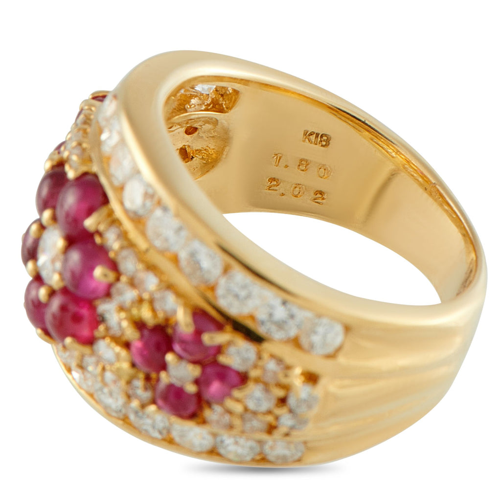 Exclusive 18K Yellow Gold Diamond and Ruby Ring