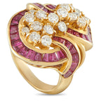 Exclusive 18K Yellow Gold 1.50ct Diamond and Ruby Ring MF34-101725 – This luxury ring is meant to make a statement