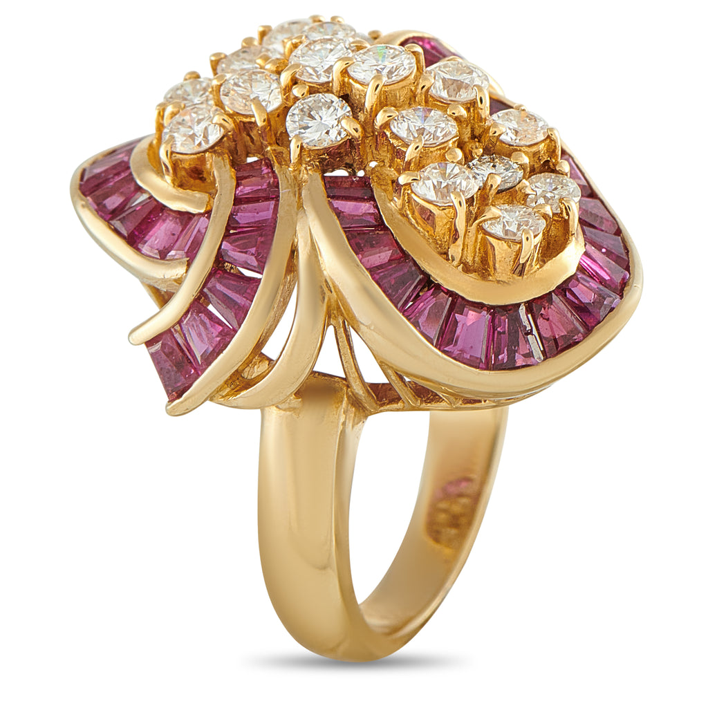 18K Yellow Gold 1.50ct Diamond and Ruby Ring