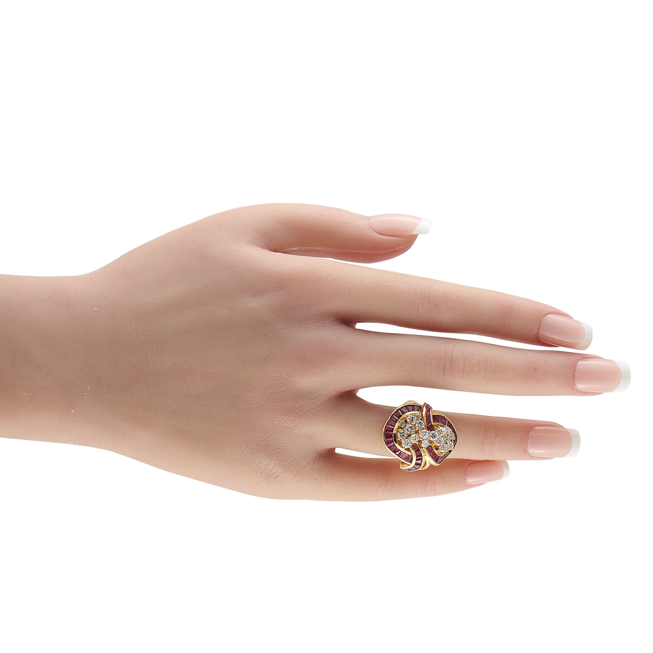 Exclusive 18K Yellow Gold 1.50ct Diamond and Ruby Ring