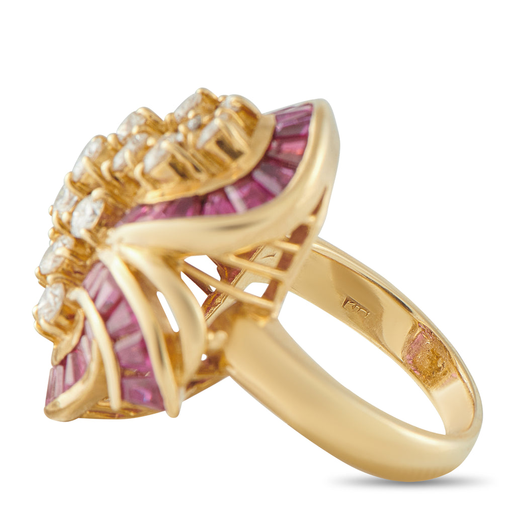 18K Yellow Gold 1.50ct Diamond and Ruby Ring