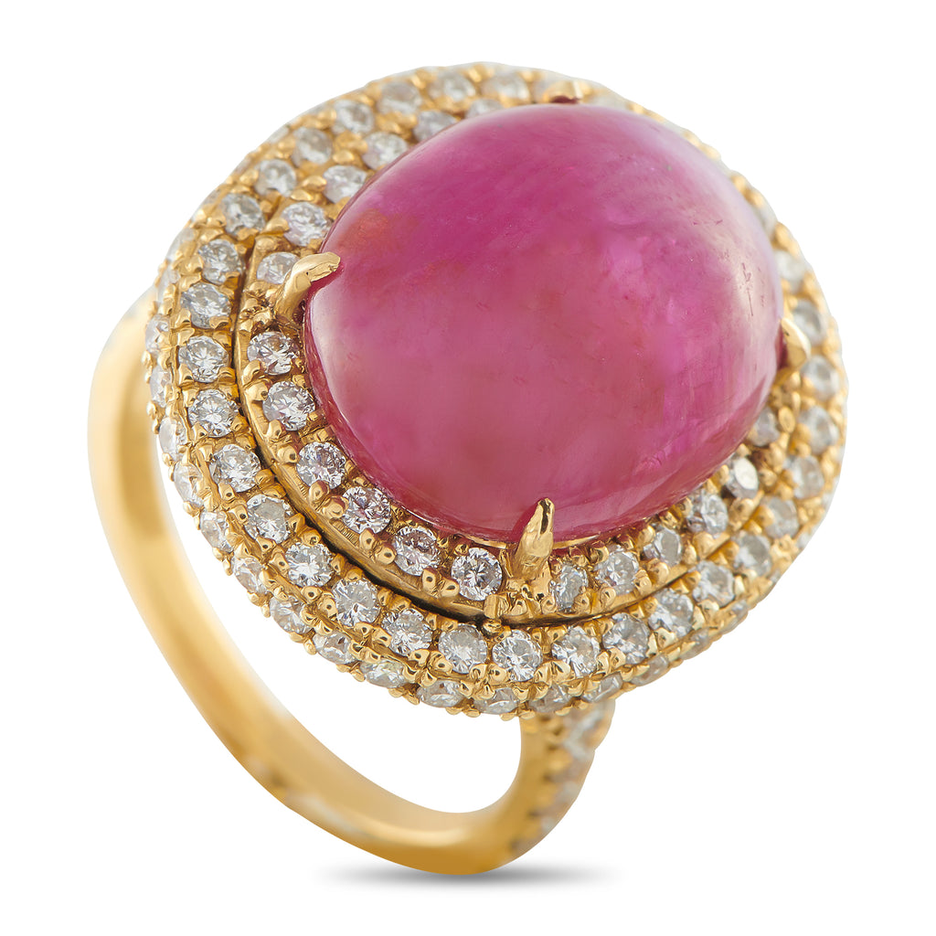 18K Yellow Gold 1.90ct Diamond and Ruby Ring