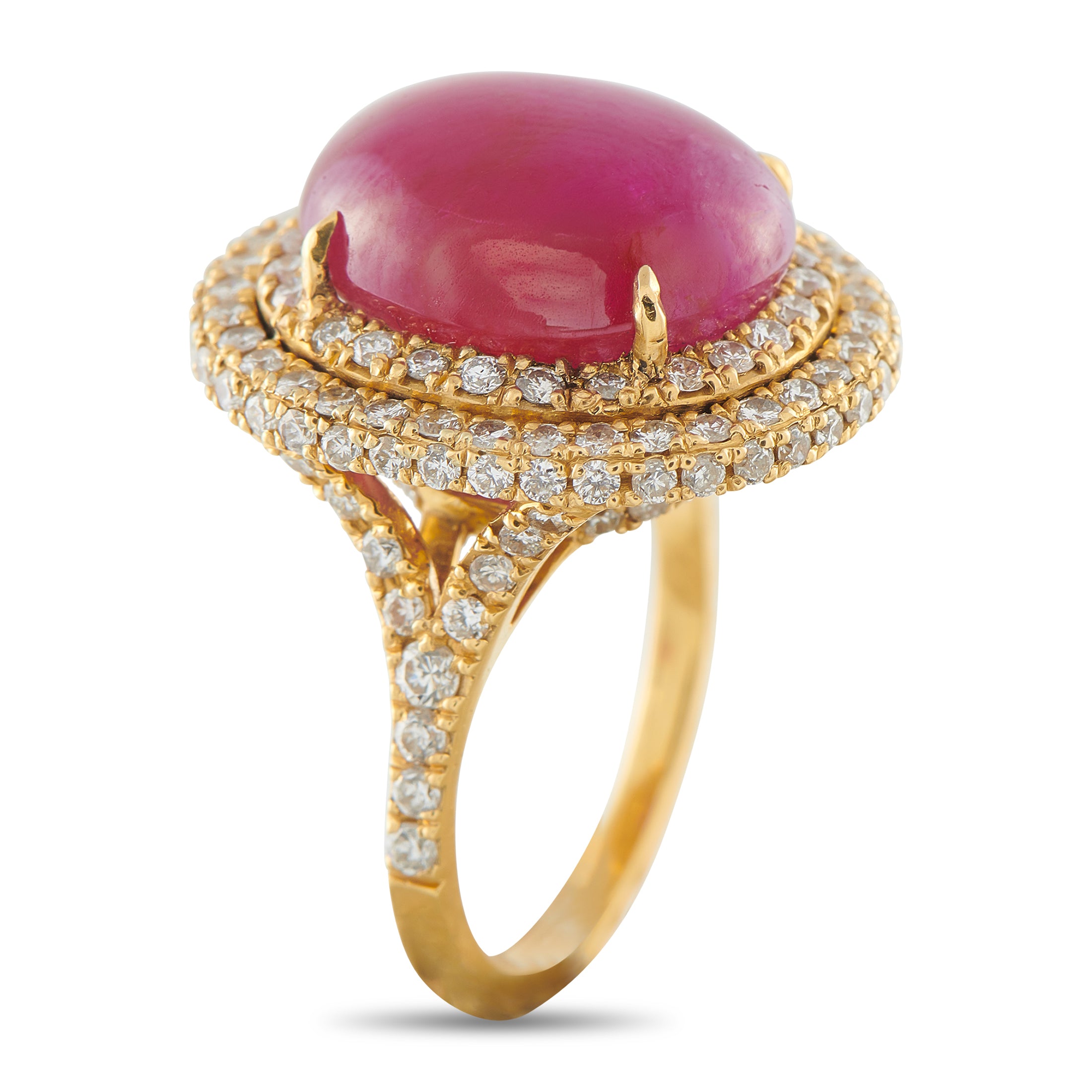 18K Yellow Gold 1.90ct Diamond and Ruby Ring