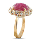 18K Yellow Gold 0.84ct Diamond and Ruby Ring