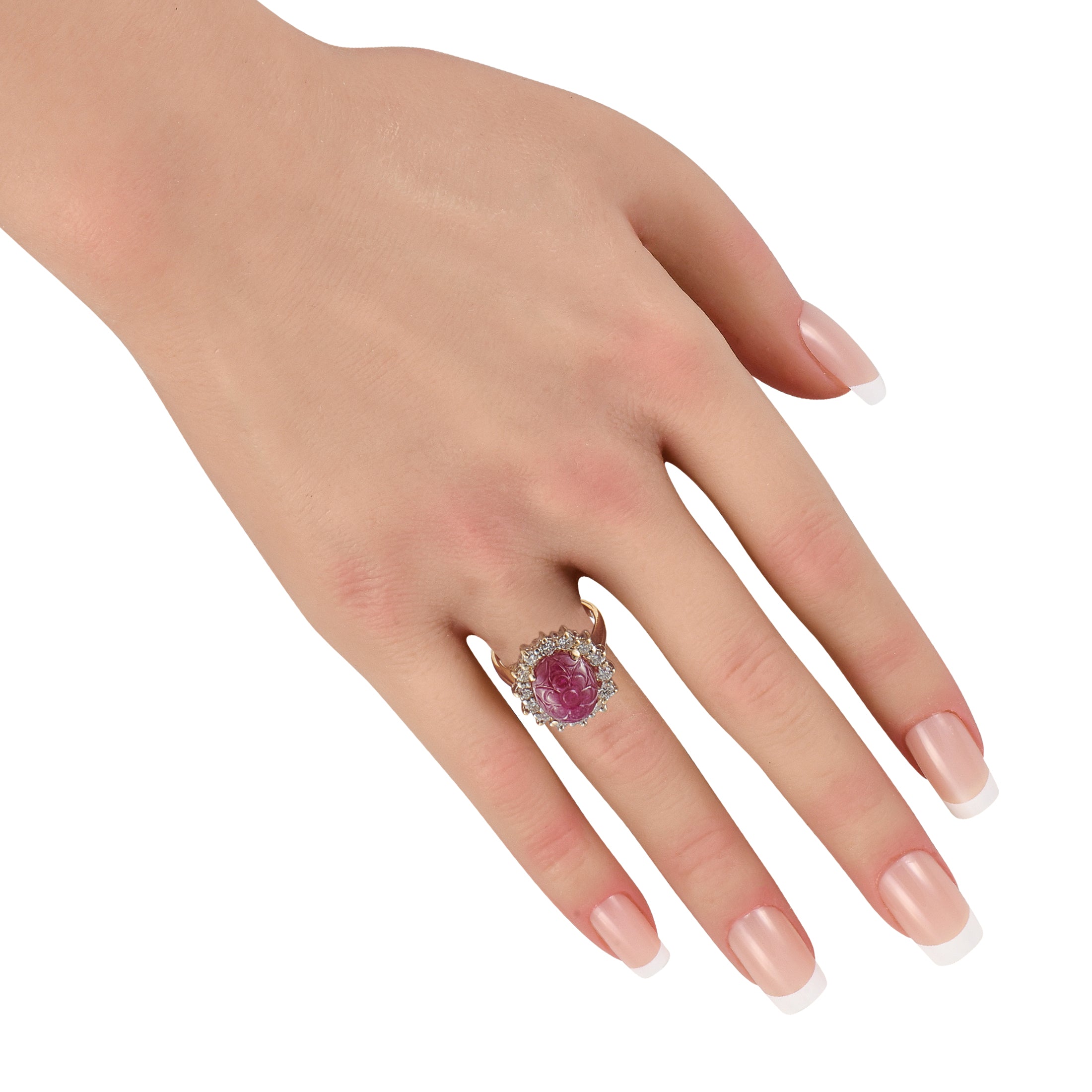 18K Yellow Gold 0.84ct Diamond and Ruby Ring