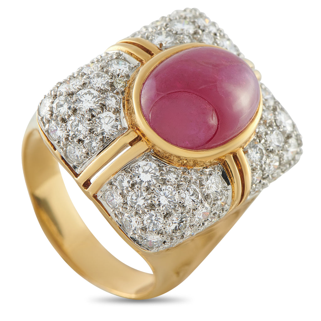Exclusive 18K Yellow Gold 2.40ct Diamond and Ruby Ring