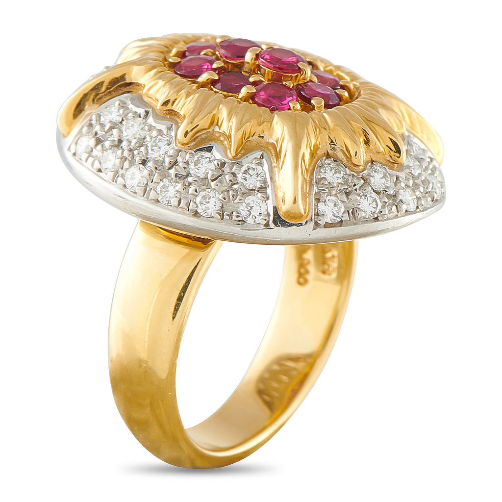 18K Yellow Gold 0.60ct Diamond and Ruby Ring