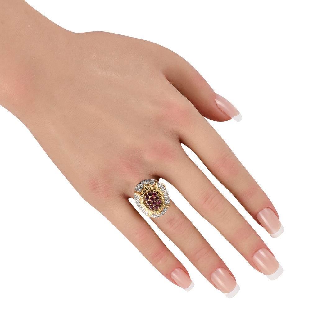 18K Yellow Gold 0.60ct Diamond and Ruby Ring