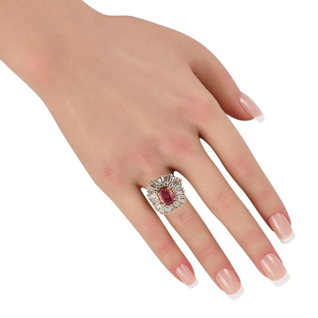 18K Yellow Gold 4.0ct Diamond and Ruby Ring
