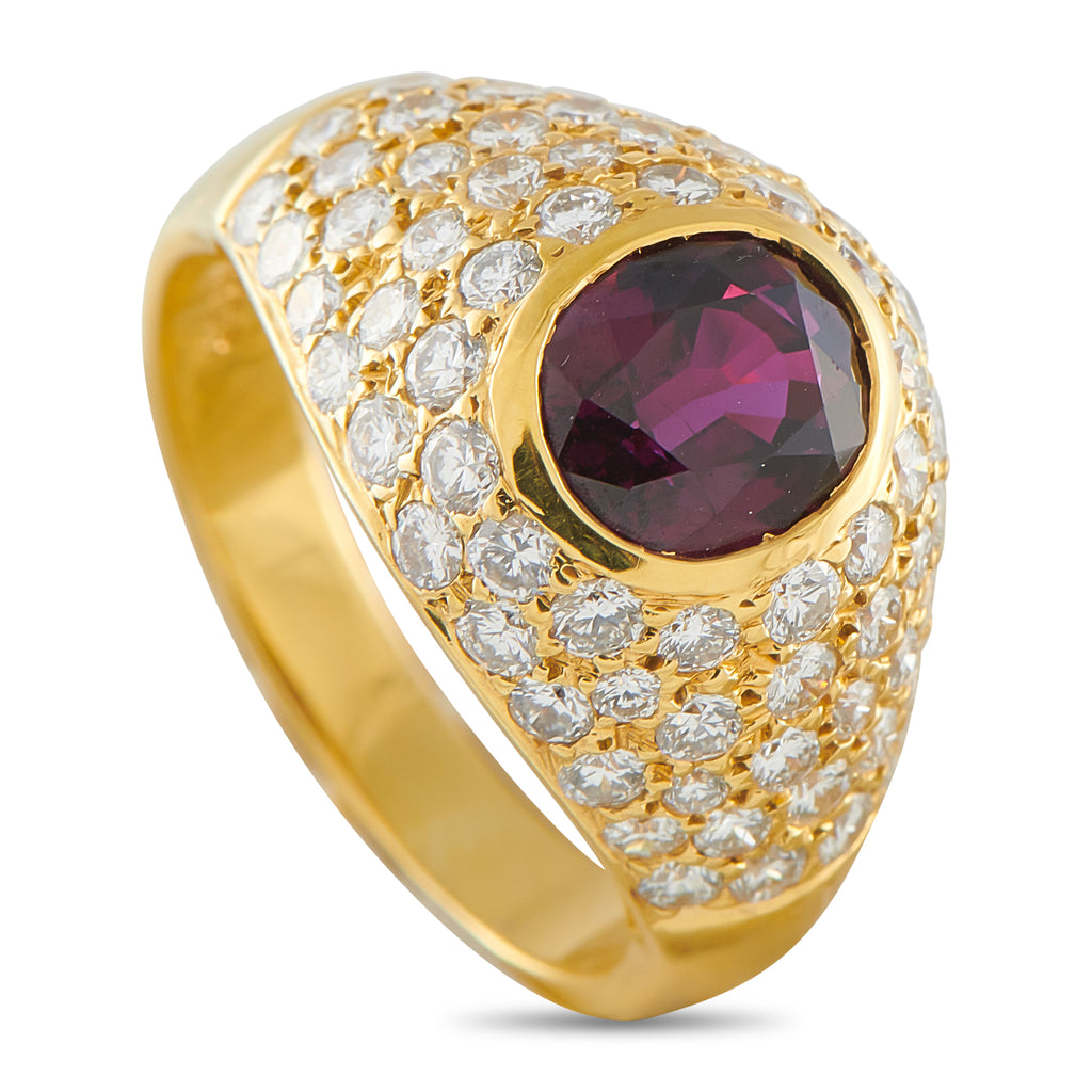 18K Yellow Gold 1.70ct Diamond and Ruby Ring