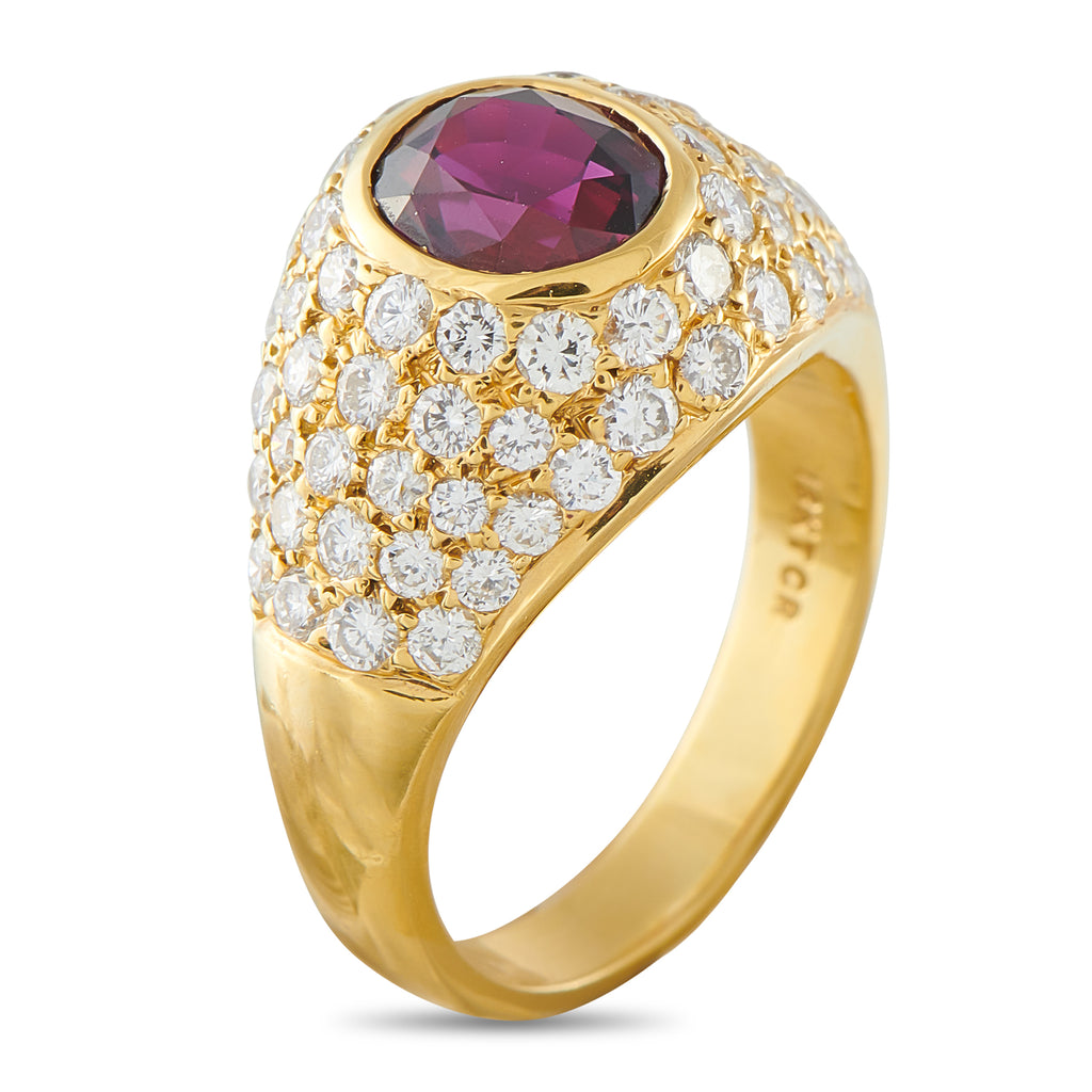 18K Yellow Gold 1.70ct Diamond and Ruby Ring