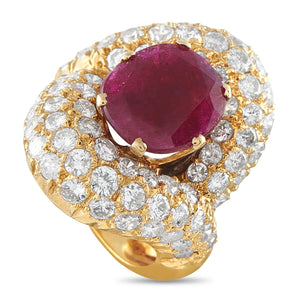 18K Yellow Gold 3.50ct Diamond and Ruby Cocktail Ring