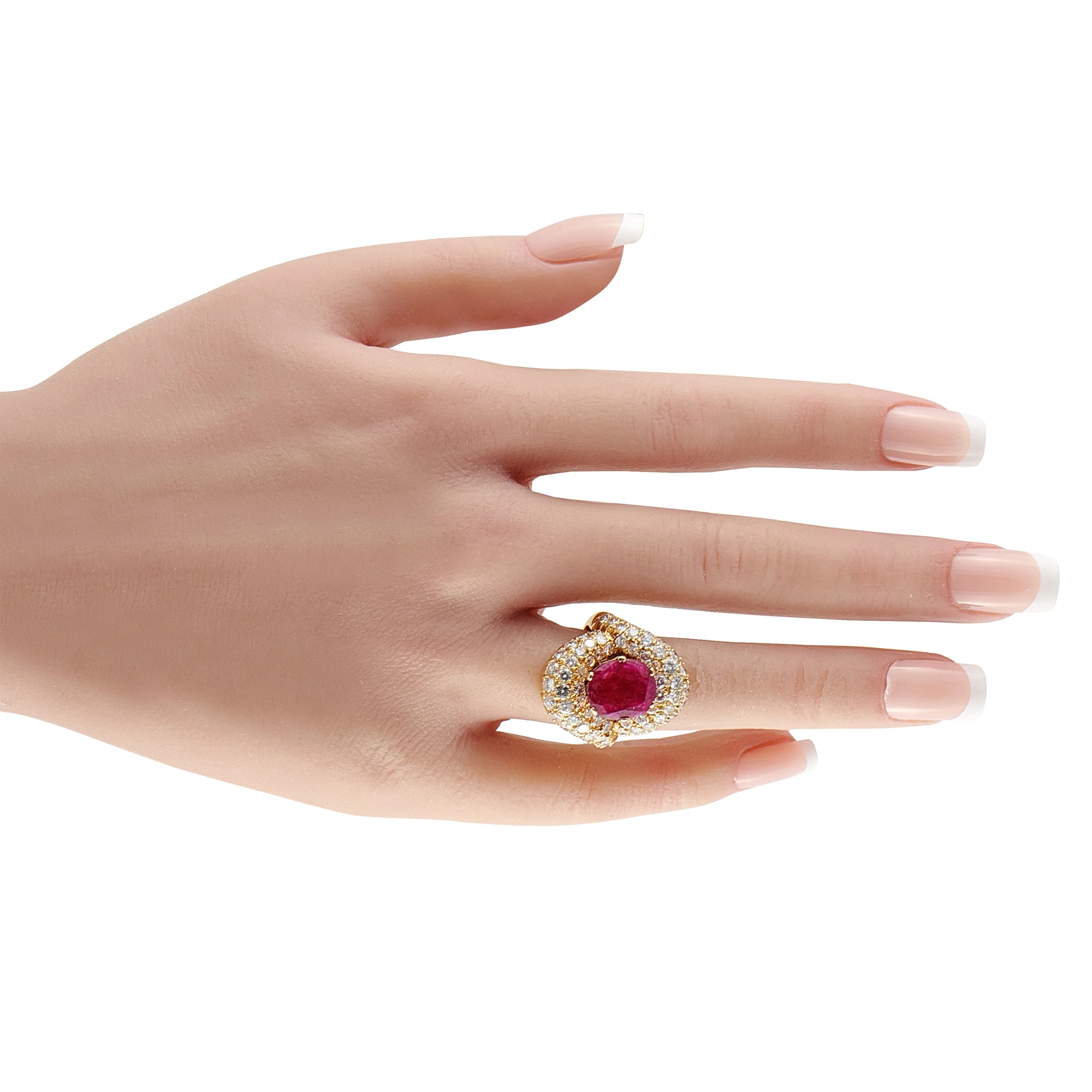 18K Yellow Gold 3.50ct Diamond and Ruby Cocktail Ring