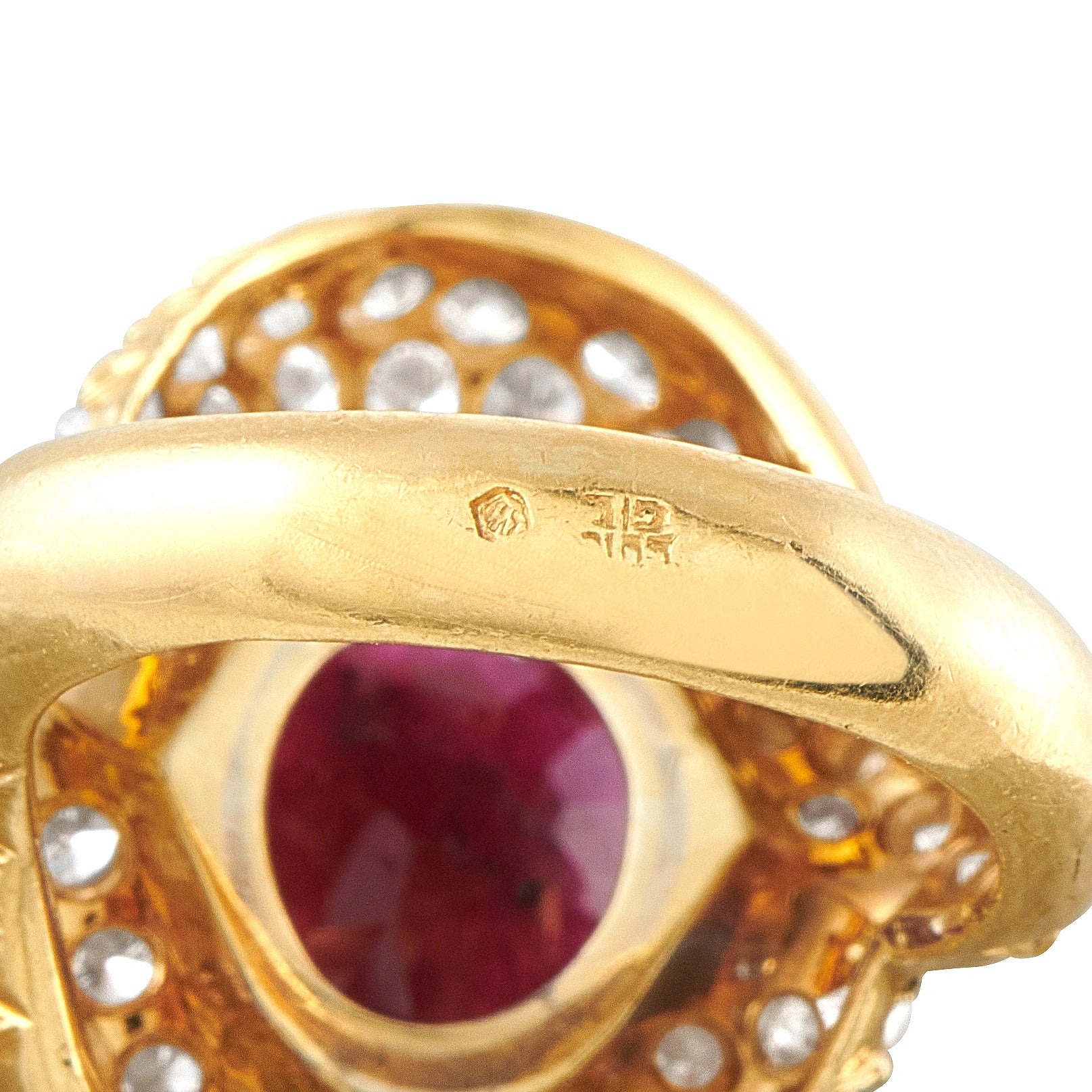 18K Yellow Gold 3.50ct Diamond and Ruby Cocktail Ring