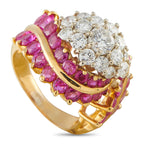 18K Yellow Gold 1.75ct Diamond and Ruby Cocktail Ring