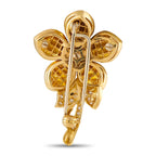 18K Yellow Gold 0.32ct Diamond and Sapphire Flower Brooch
