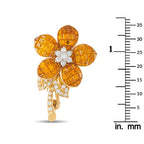 18K Yellow Gold 0.32ct Diamond and Sapphire Flower Brooch