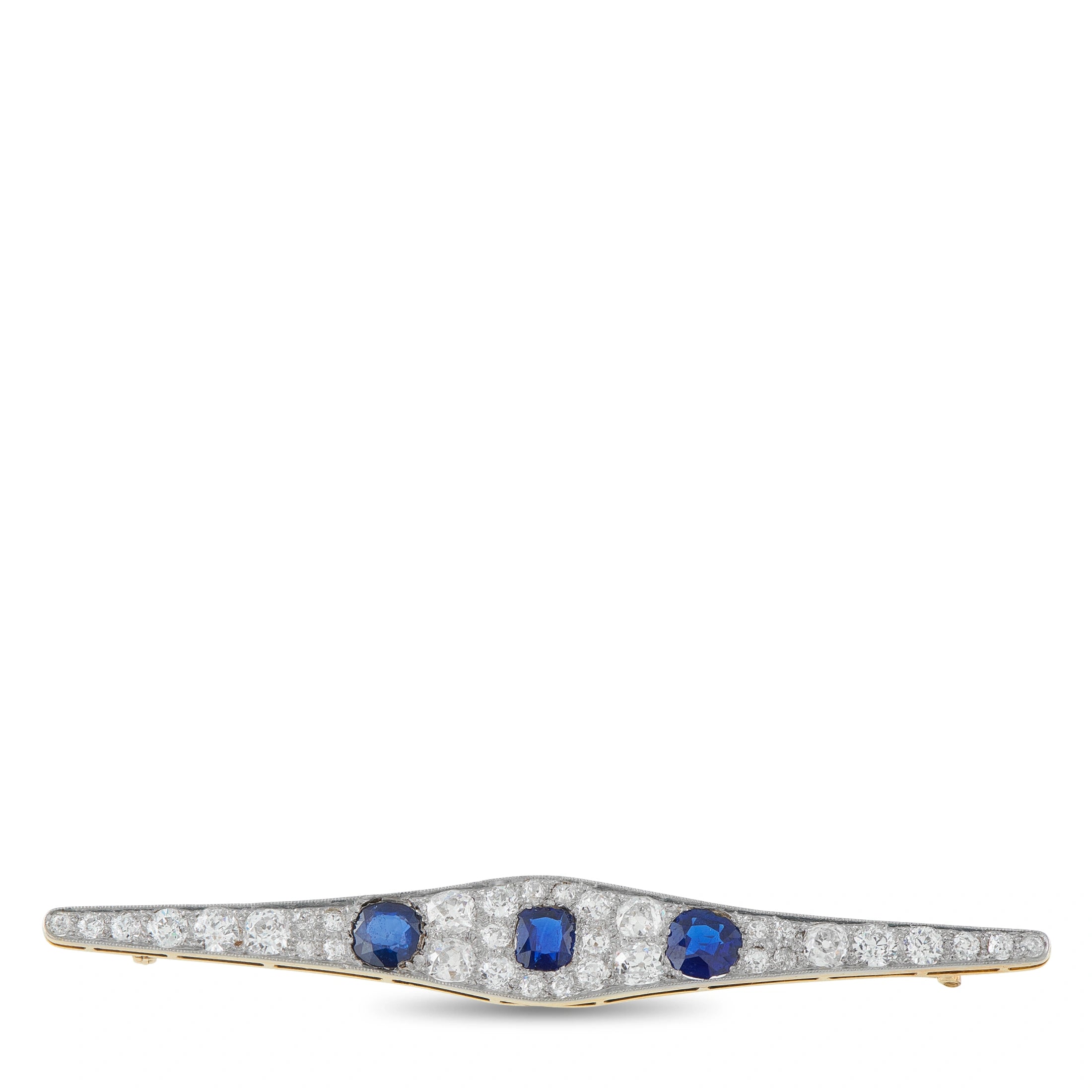 18K Yellow Gold 2.70ct Diamond and Sapphire Brooch