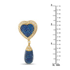 18K Yellow Gold 3.45ct Diamond and Sapphire Heart Earrings