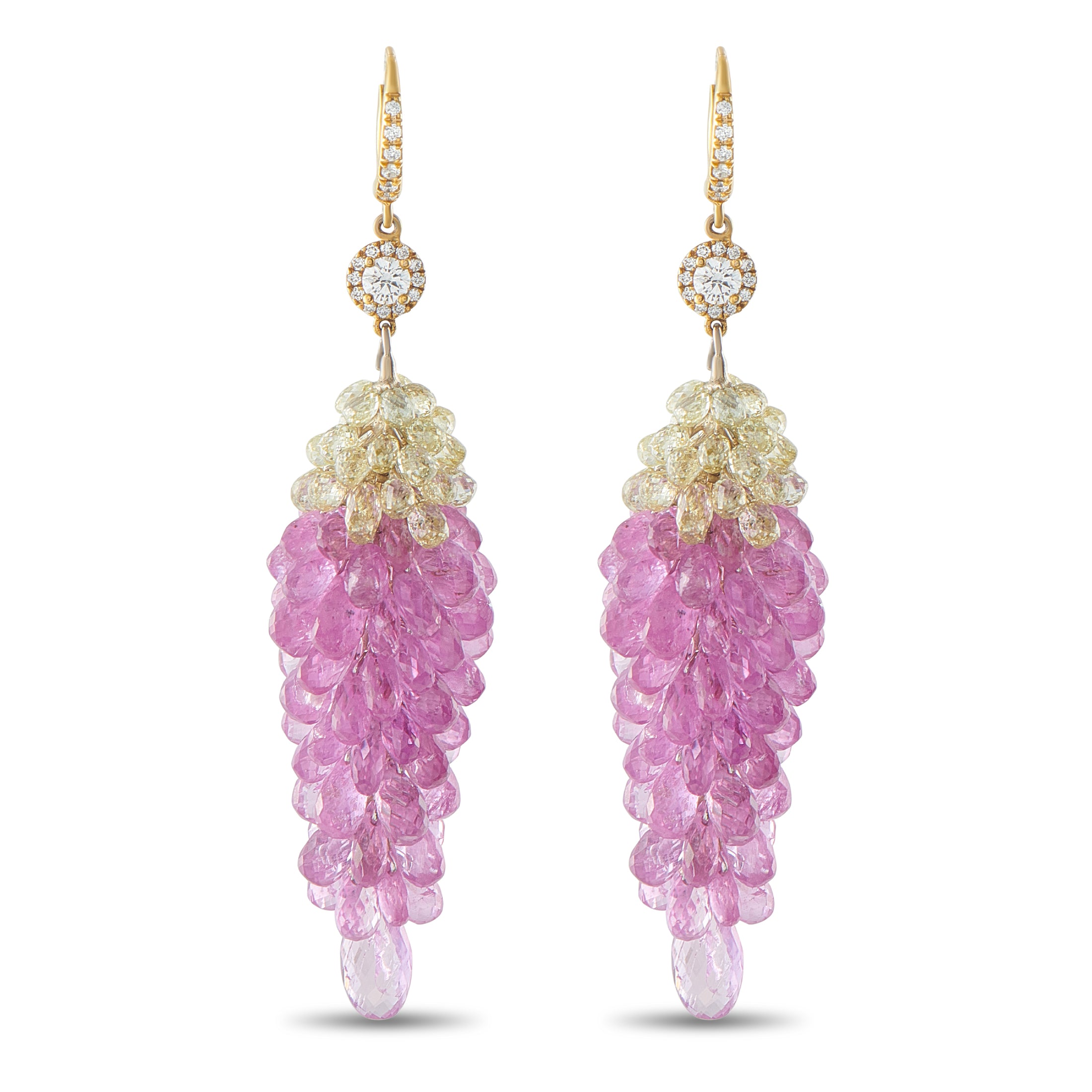 18K Yellow Gold 6.60ct Diamond and Sapphire Earrings