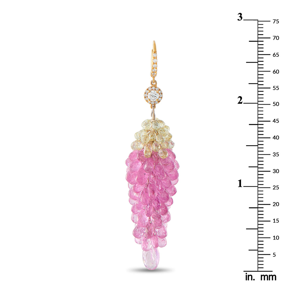 18K Yellow Gold 6.60ct Diamond and Sapphire Earrings