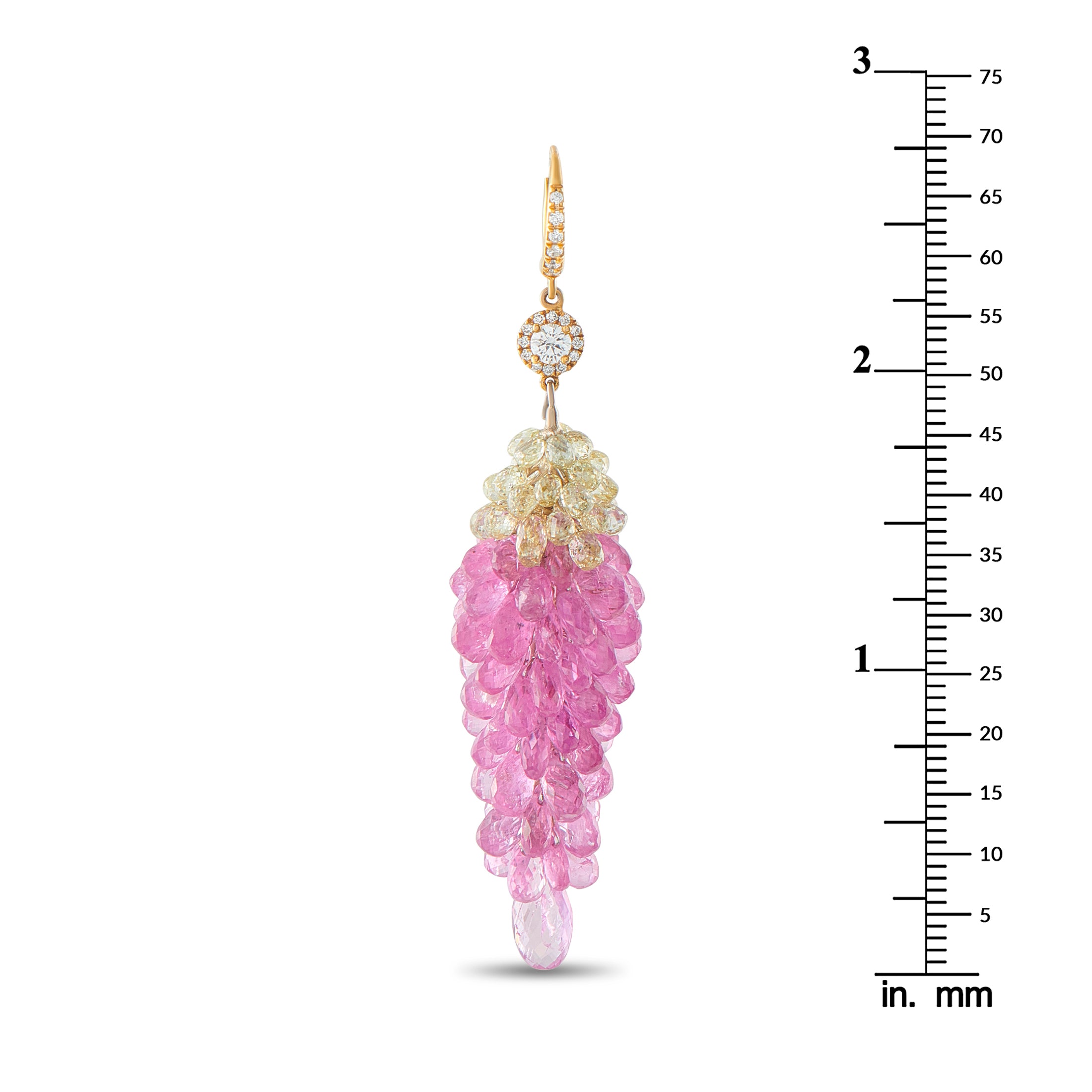 18K Yellow Gold 6.60ct Diamond and Sapphire Earrings