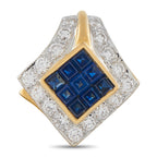 18K Yellow Gold 1.51ct Diamond and Sapphire Earring