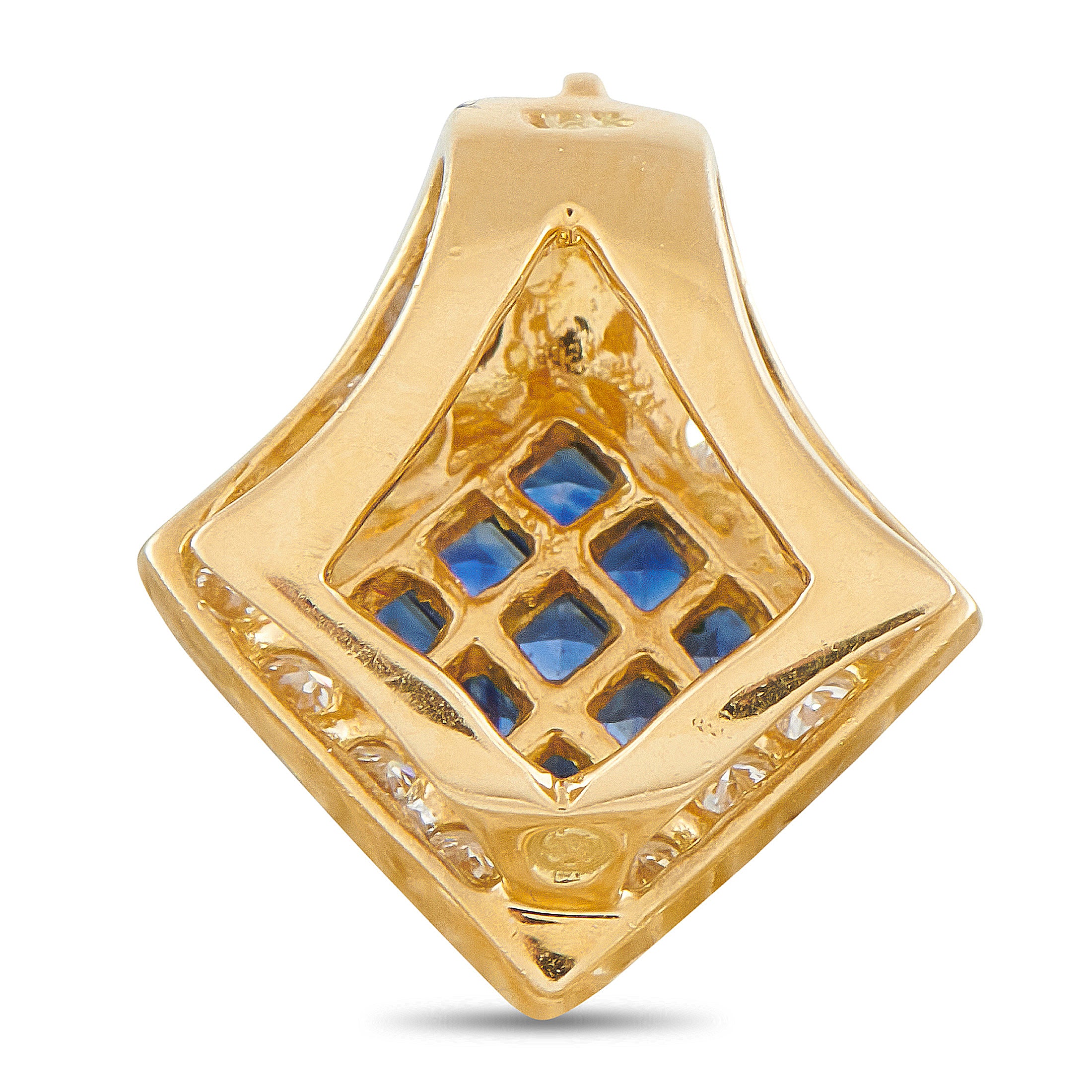 18K Yellow Gold 1.51ct Diamond and Sapphire Earring