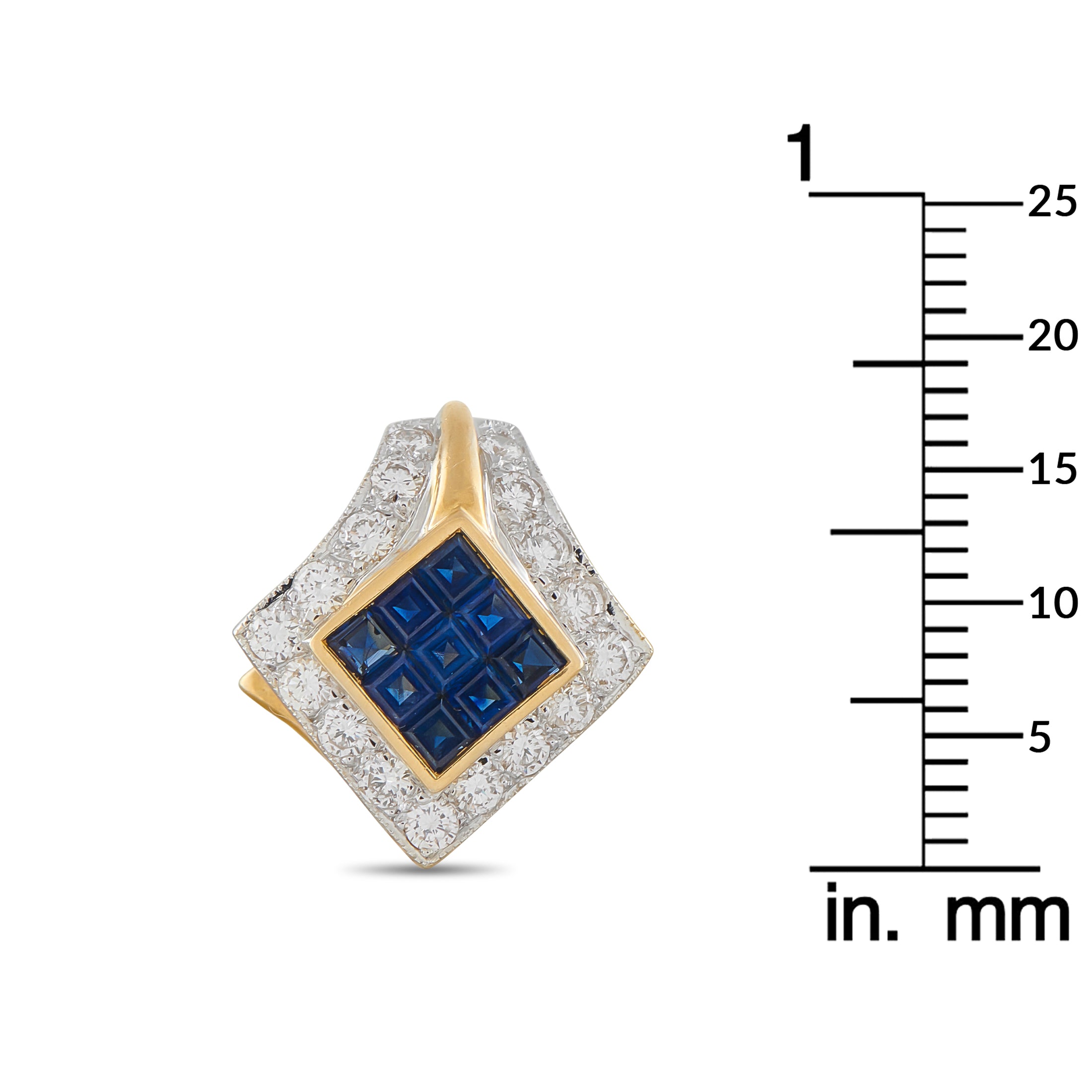 18K Yellow Gold 1.51ct Diamond and Sapphire Earring