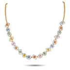 Exclusive 18K Yellow Gold 2.50ct Diamond and Sapphire Necklace – Add a stunning pop of color to any ensemble with this captiv