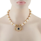 18K Yellow Gold 7.0ct Diamond and Sapphire Statement Necklace