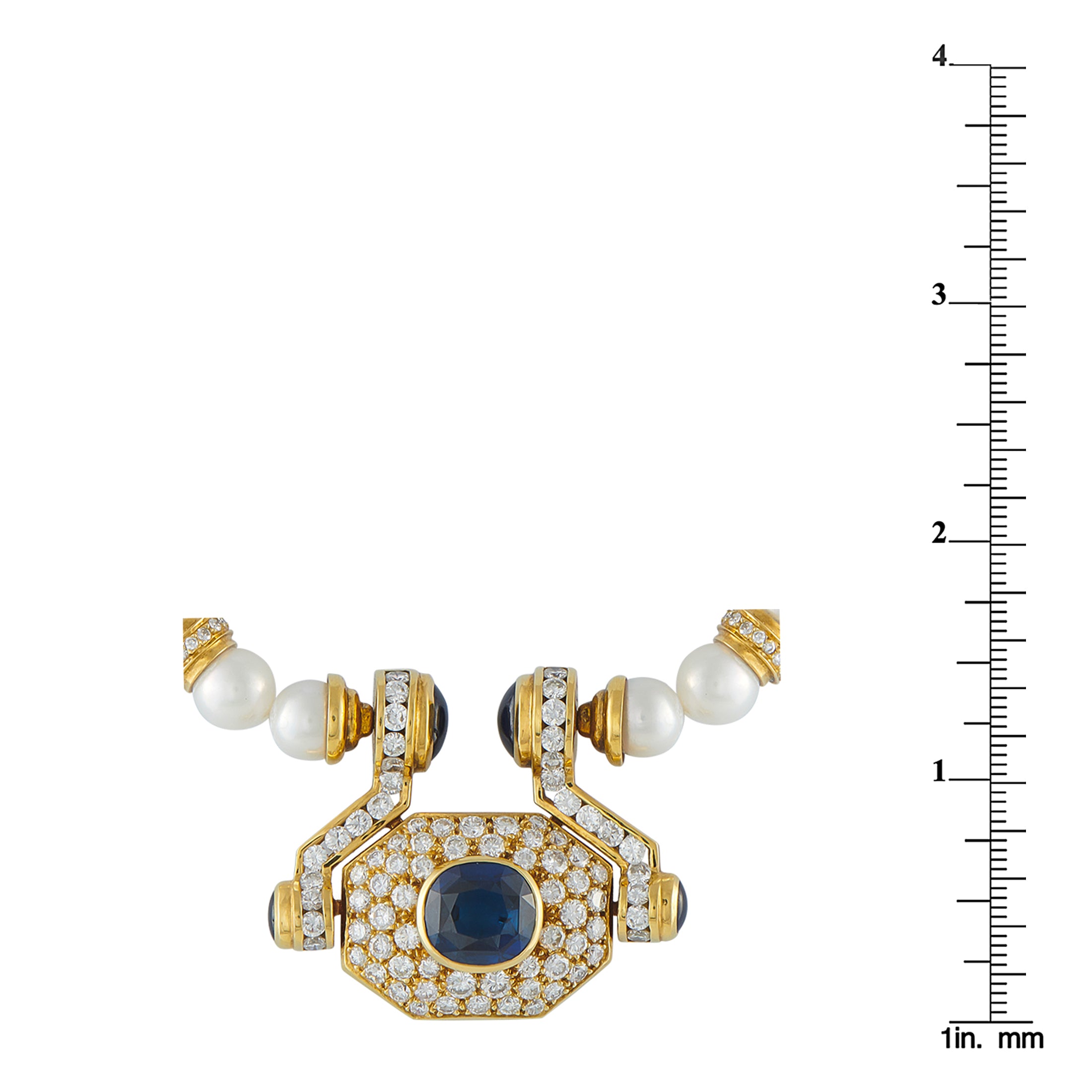 18K Yellow Gold 7.0ct Diamond and Sapphire Statement Necklace