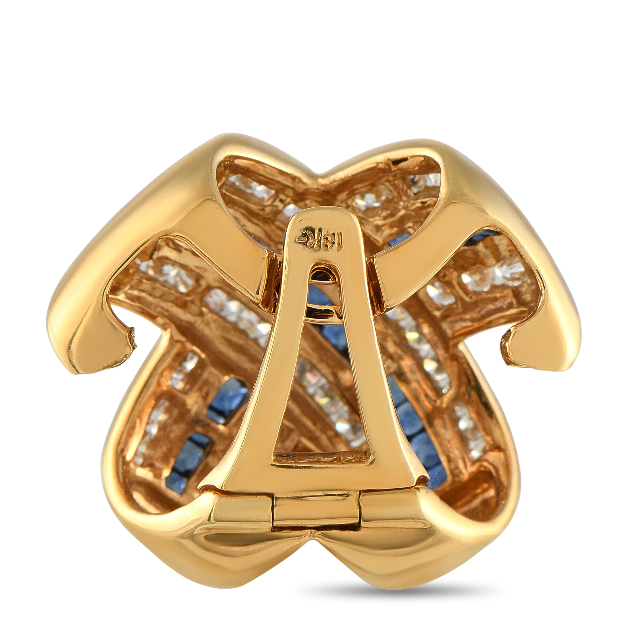 18K Yellow Gold 0.76ct Diamond and Sapphire Pendant