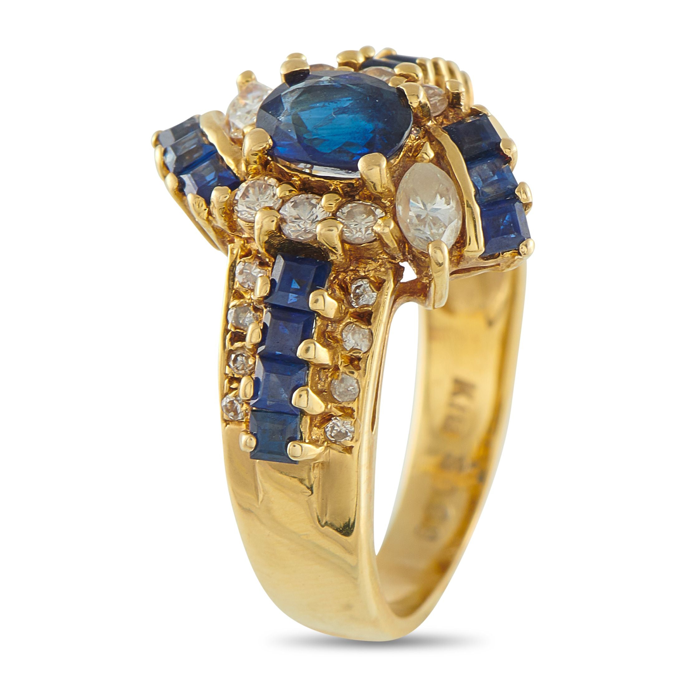 Exclusive 18K Yellow Gold Diamond and Sapphire Ring
