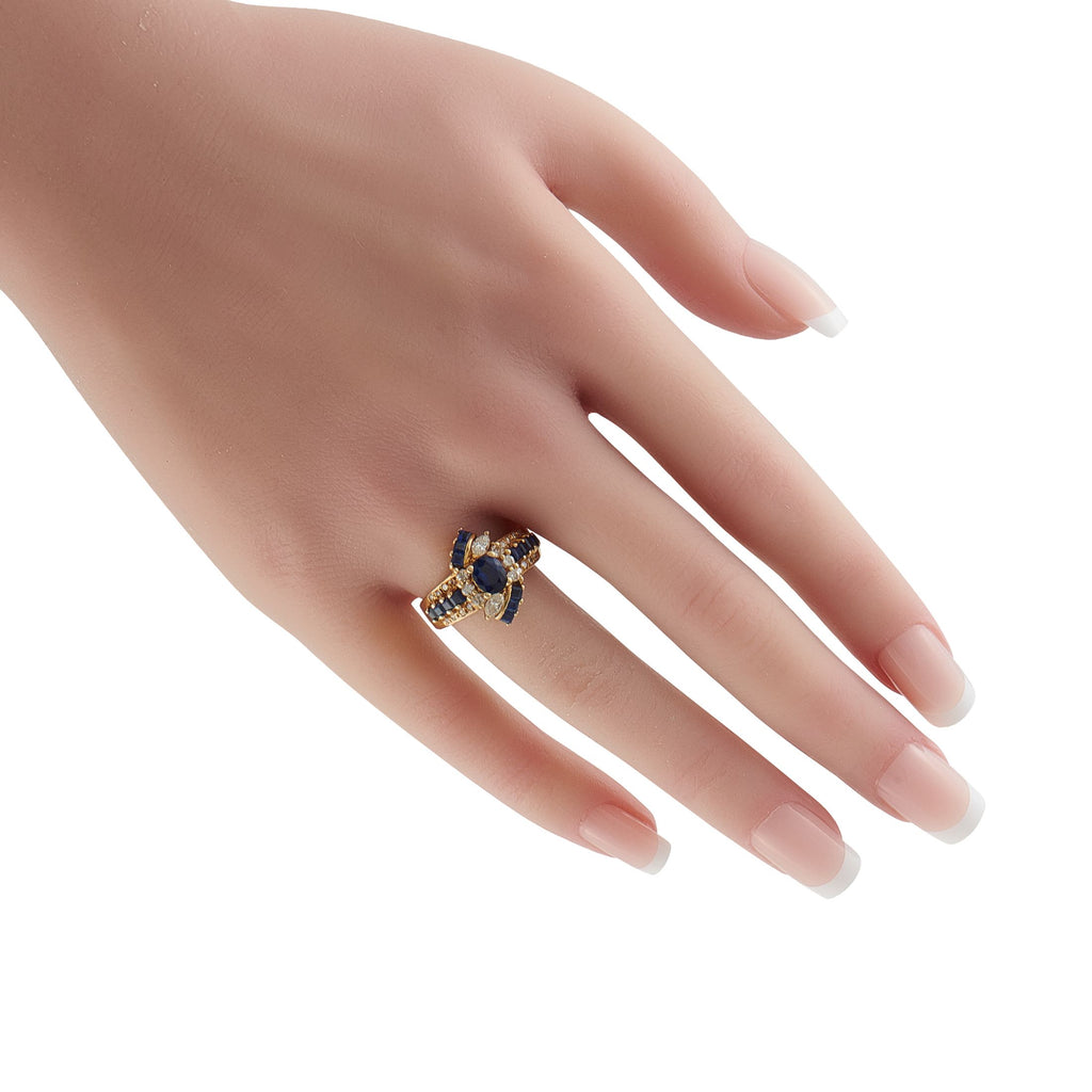 Exclusive 18K Yellow Gold Diamond and Sapphire Ring