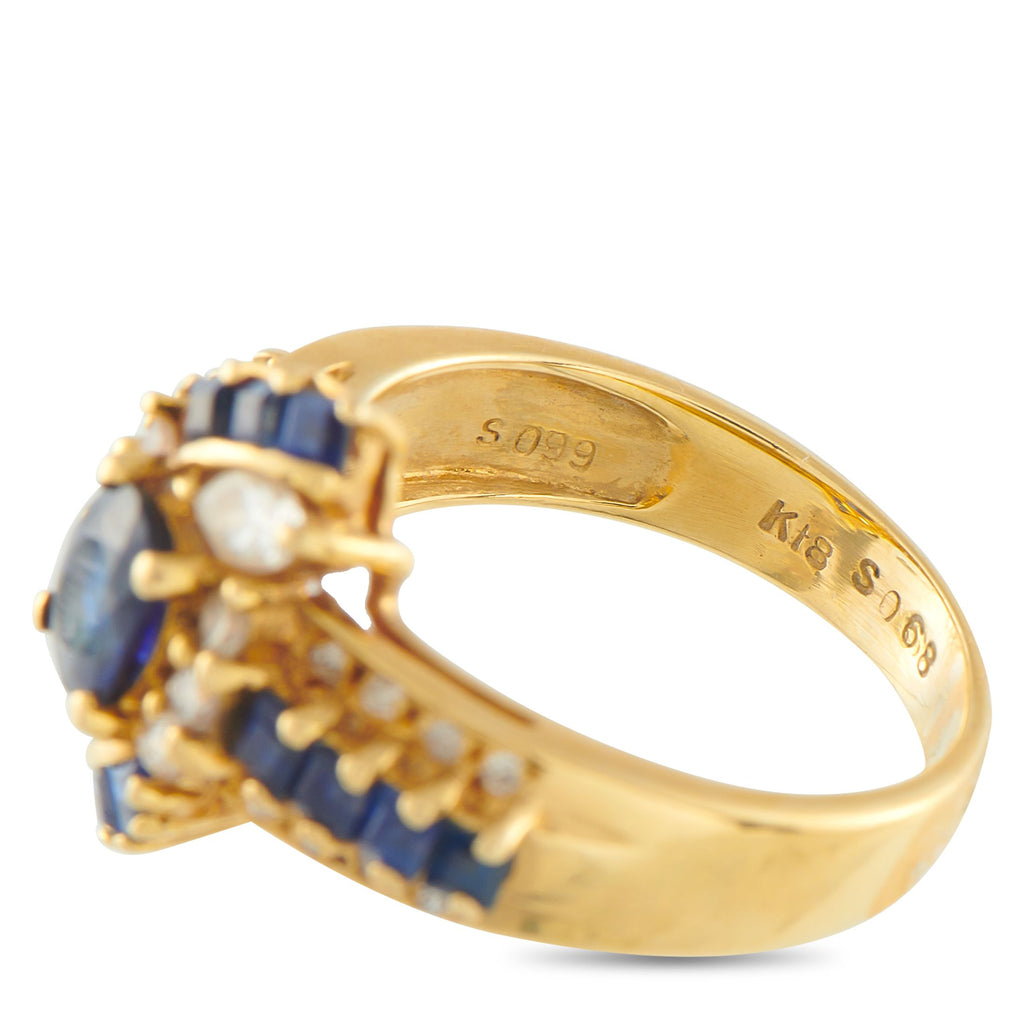 Exclusive 18K Yellow Gold Diamond and Sapphire Ring