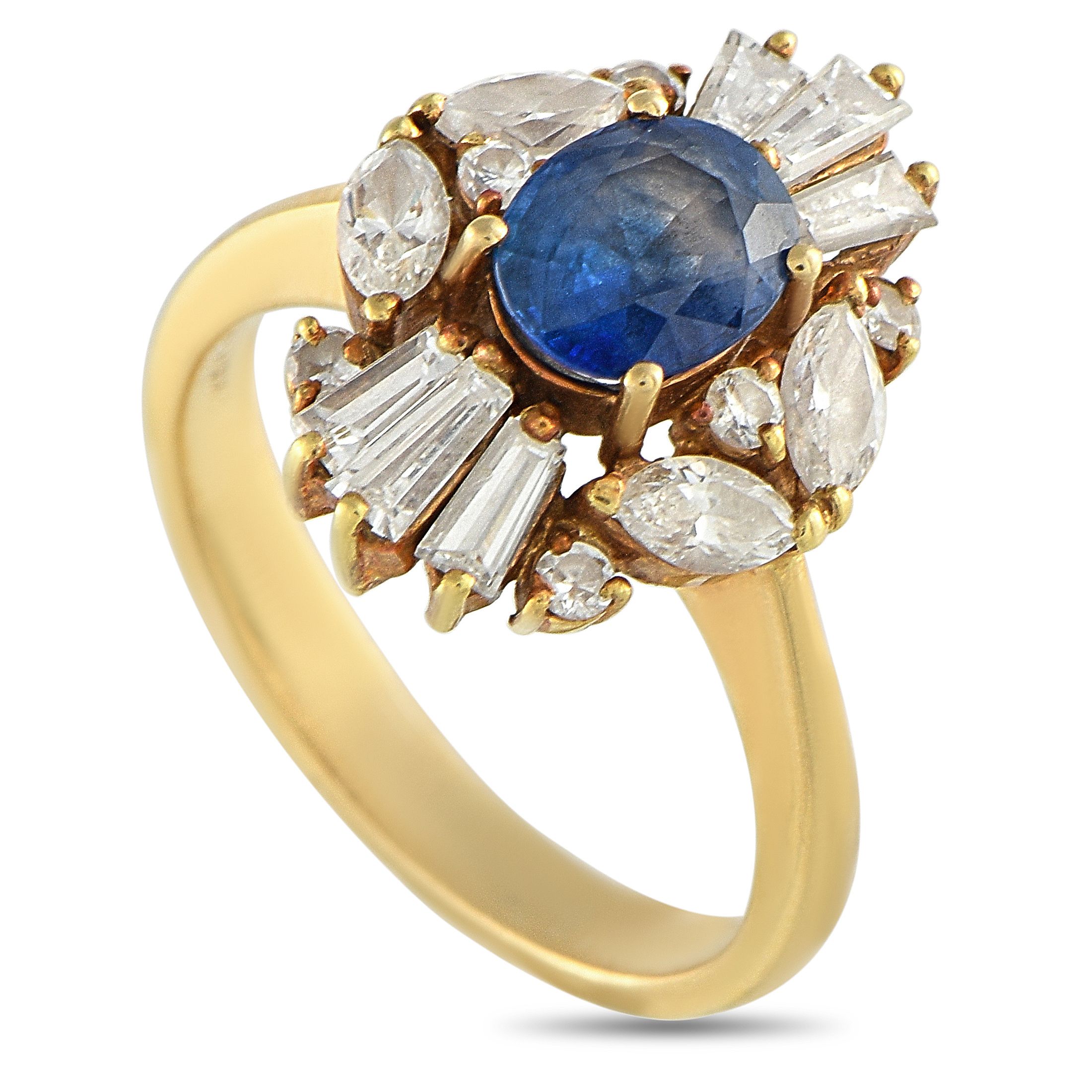 Exclusive 18K Yellow Gold 1.02ct Diamond and Sapphire Ring MF06-092525 – This luxury ring is designed to make a subtle statem