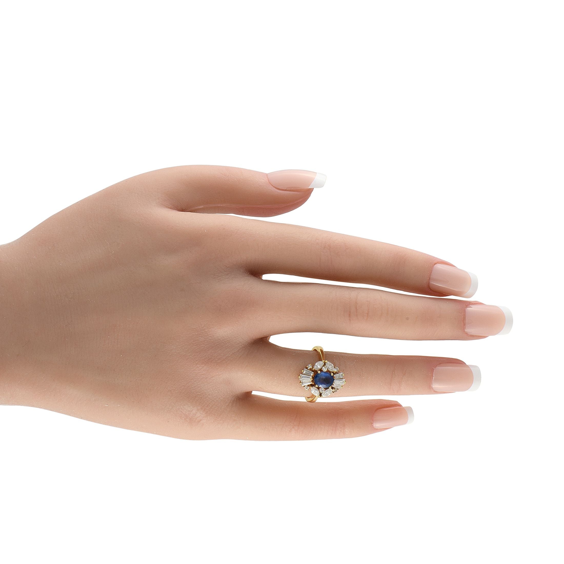 Exclusive 18K Yellow Gold 1.02ct Diamond and Sapphire Ring